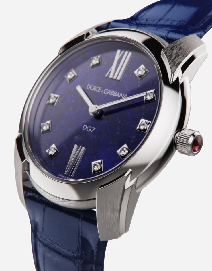 Dolce & Gabbana DG7 watch in steel with lapis lazuli and diamonds BLUE WWFE2SXSFLA