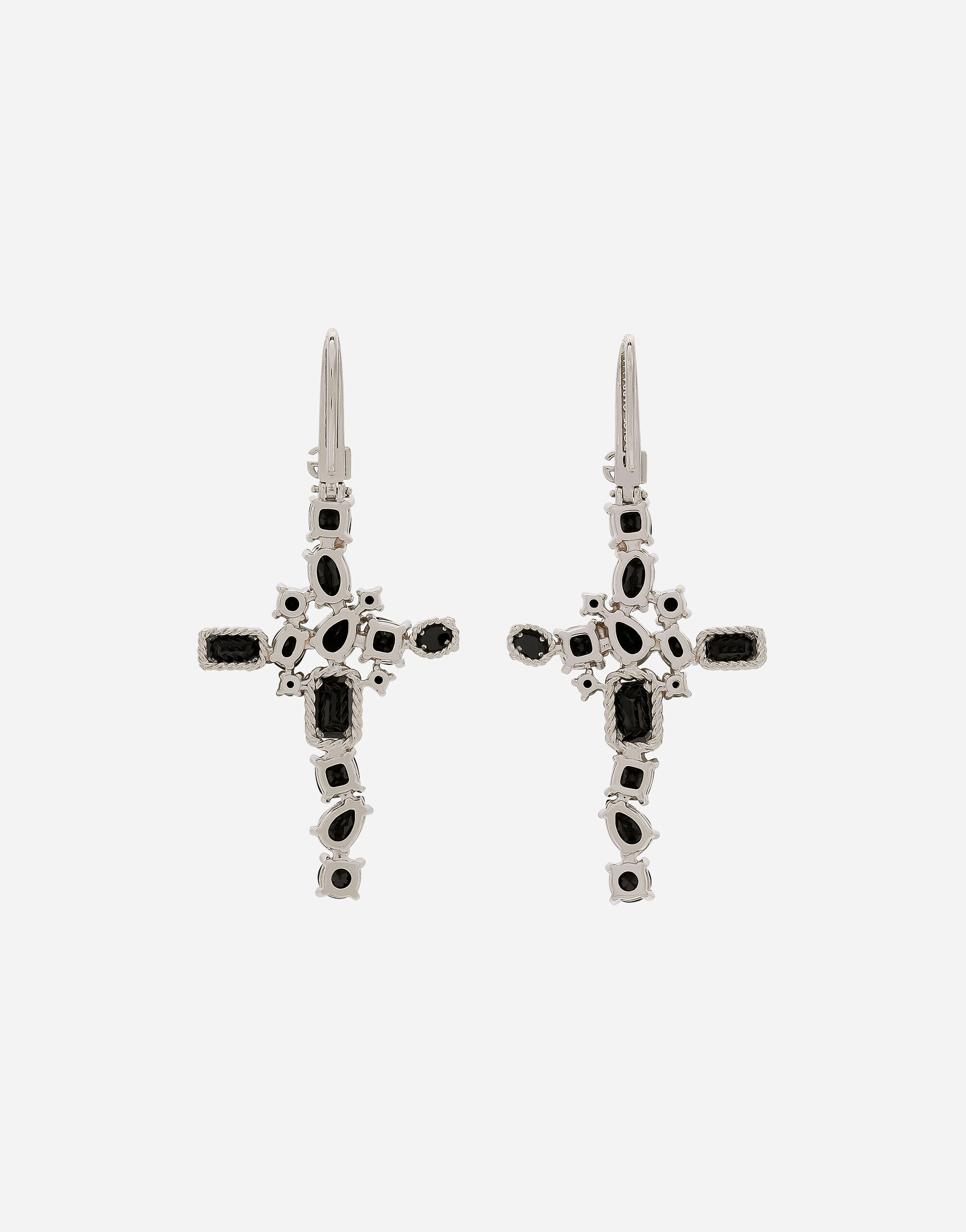 Anna earrings in white gold 18Kt and black spinels in White for