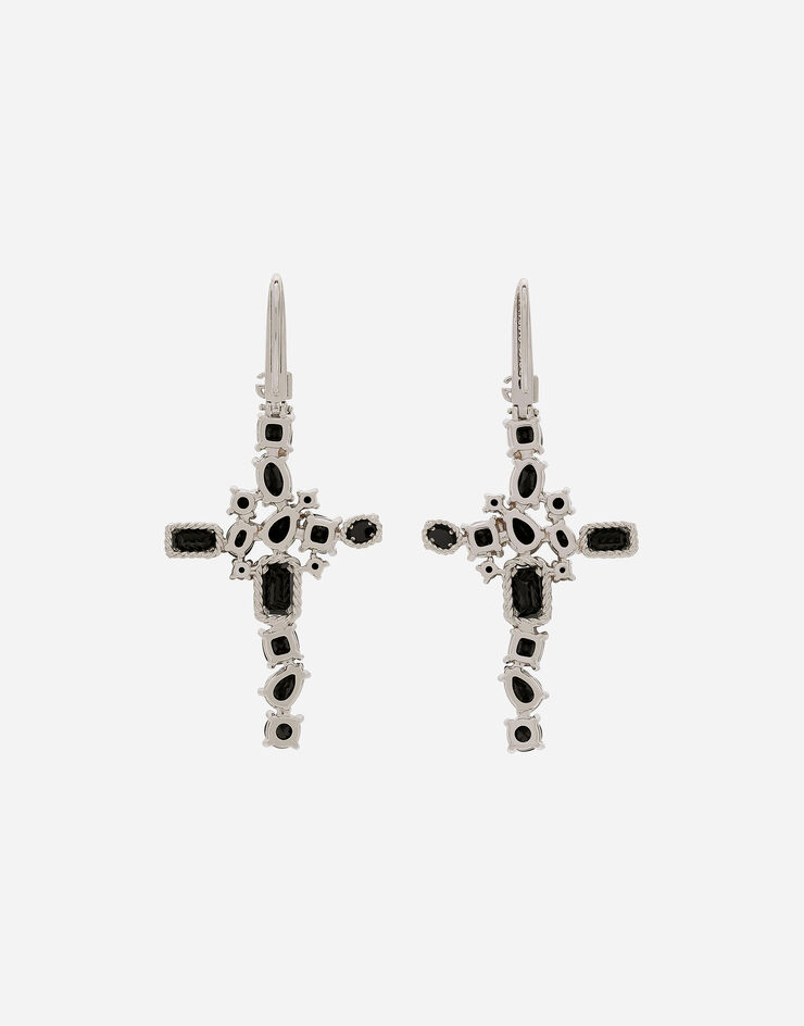 Dolce & Gabbana Boucles d’oreilles Anna en or blanc 18 ct avec spinelles noirs Blanc WERA3GWSPBL