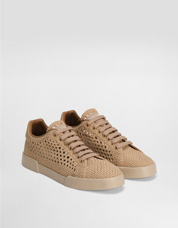 Dolce & Gabbana Portofino light strobel sneakers in fabric Beige CS2350AE086