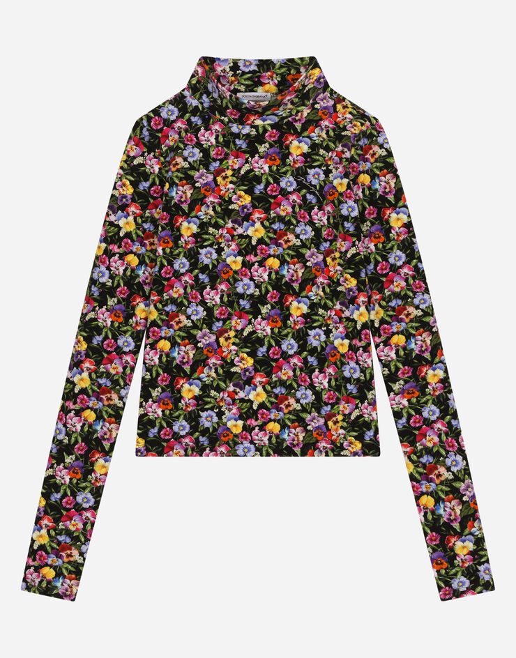 Dolce&Gabbana Interlock T-shirt with violet print Black L5JTLSFSG7L