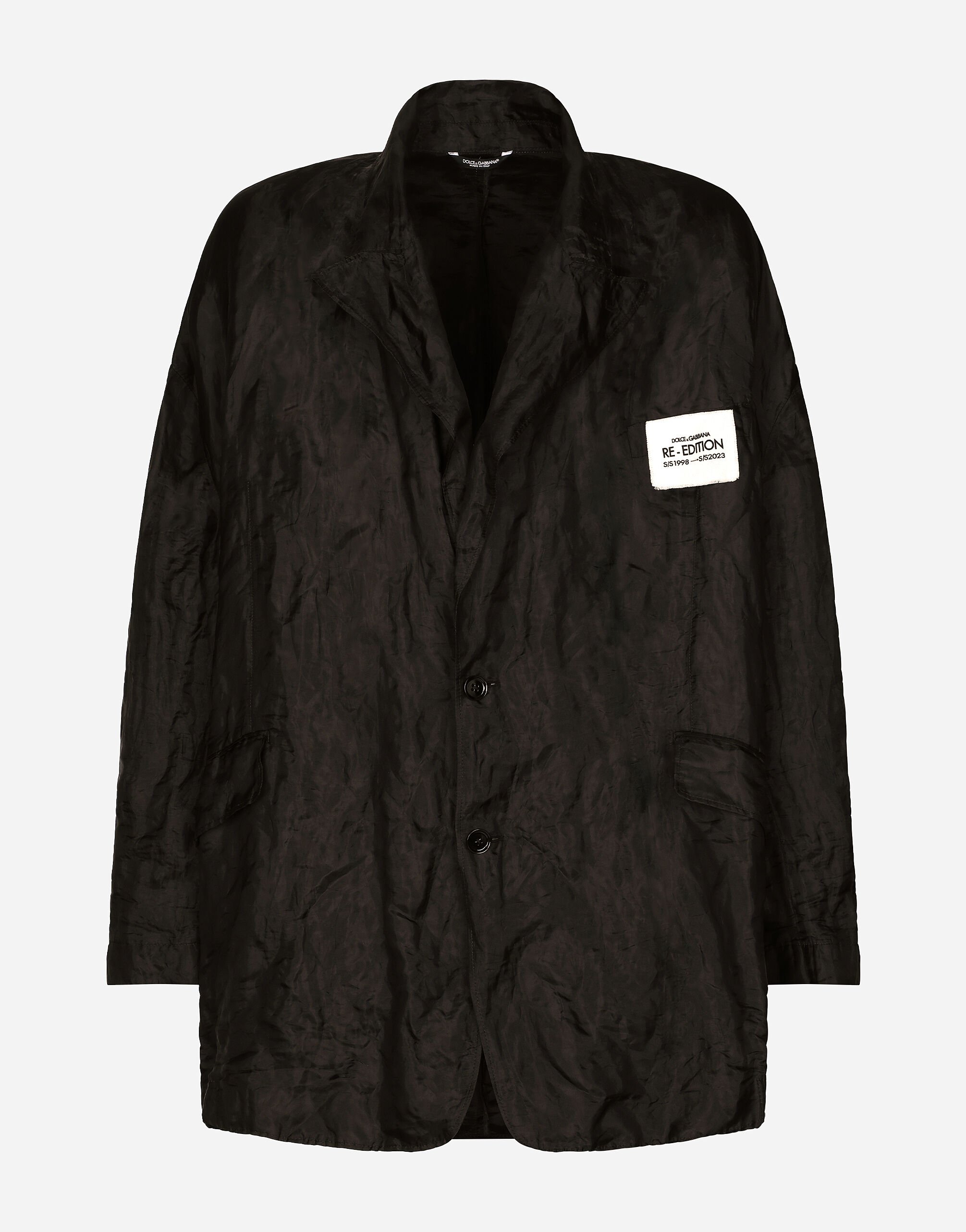 Dolce & Gabbana Oversize metallic technical fabric and silk jacket Black G2SV4TFU5T9