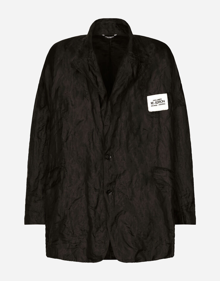 Dolce & Gabbana Chaqueta oversize de tejido técnico metalizado y seda Negro G2SG9TFUMK5