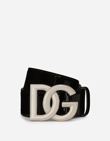 Dolce & Gabbana Calfskin belt with DG Logo Black BE1446AI413