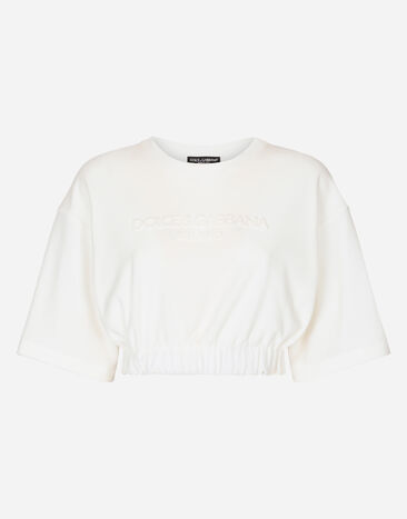 Dolce & Gabbana Chenille top with Dolce&Gabbana logo White F8U78TGDB6T