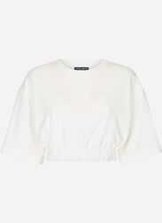 Dolce & Gabbana Chenille top with Dolce&Gabbana logo White F8T00ZGDCBT