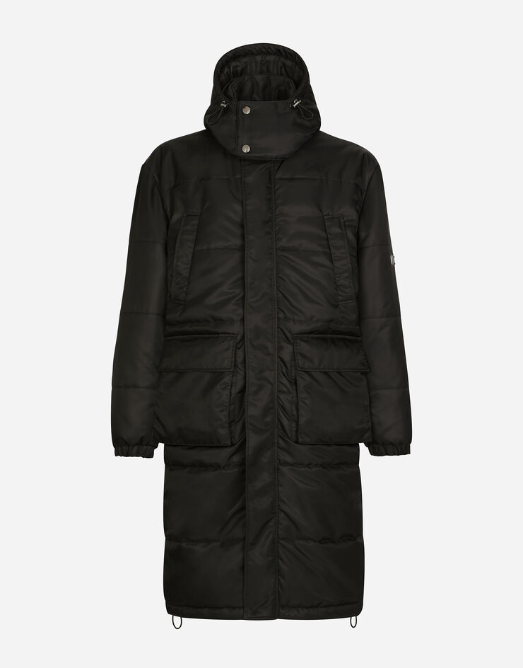 Dolce & Gabbana Nylon jacket with hood and branded tag Black G9AAMTFUSXV