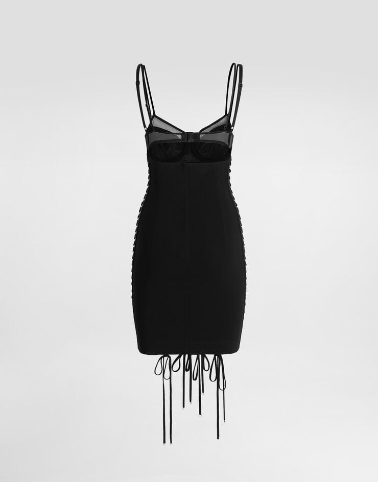 Dolce & Gabbana Short silk and viscose dress Black F60FATGDDIL