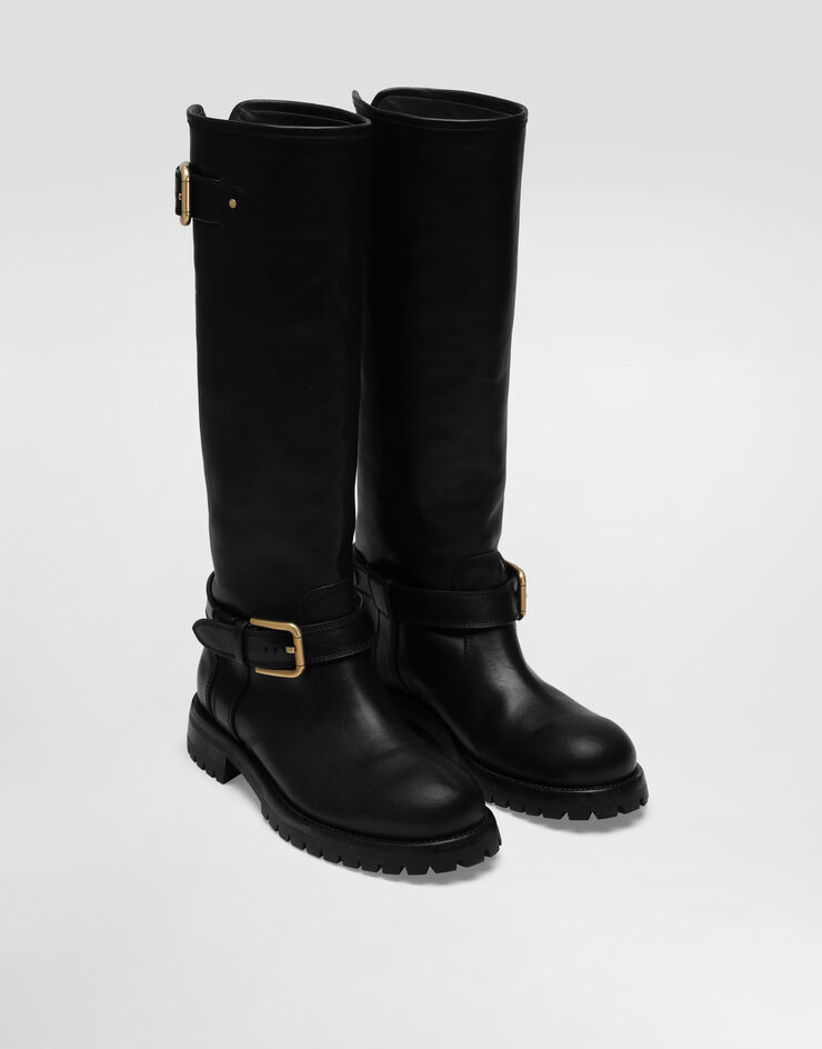 Dolce & Gabbana Calfskin biker boots Black CU1213AW352