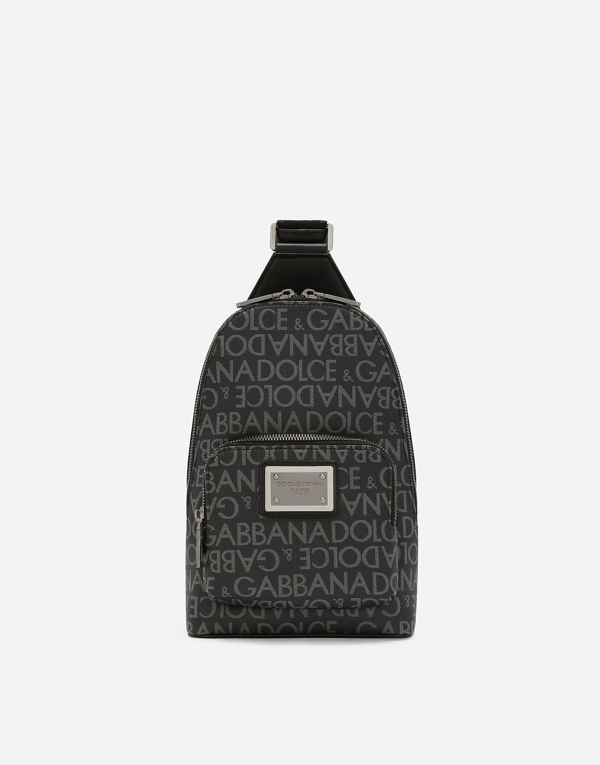 Dolce&Gabbana Coated jacquard crossbody backpack Grey BM2279AP549