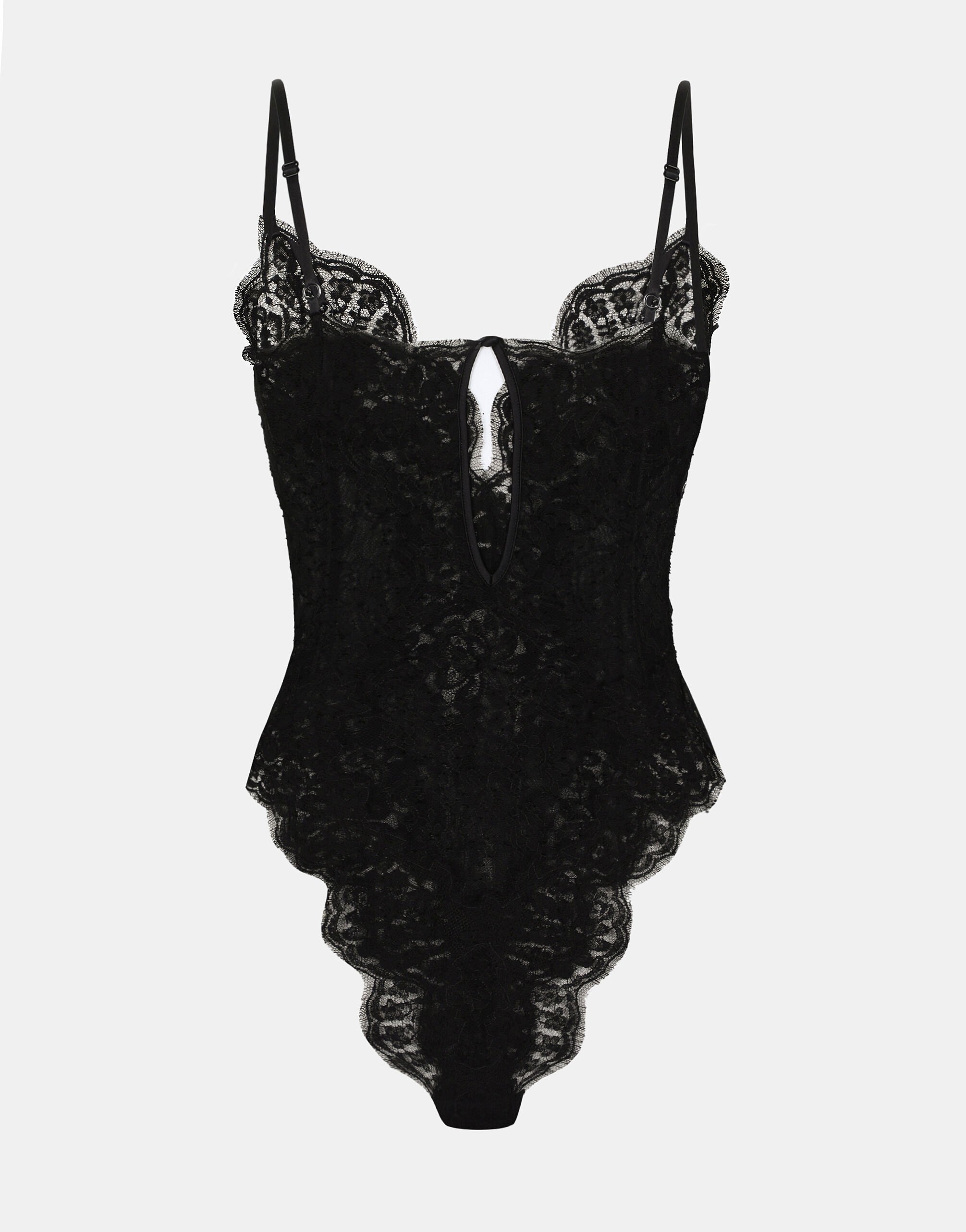 Tulle and Chantilly lace bodysuit in Black for Women Dolce Gabbana