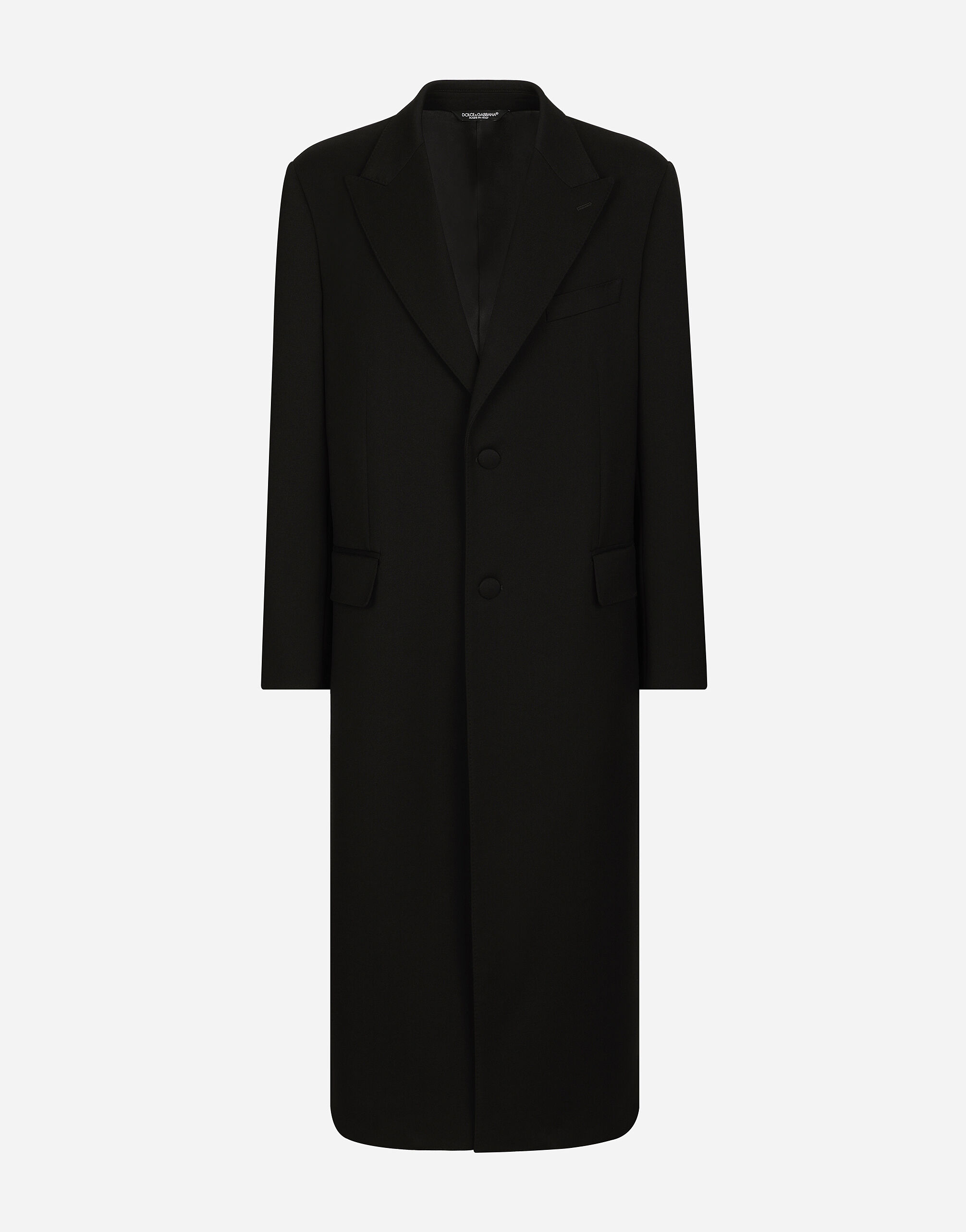 Single breasted double face stretch wool coat in Black for Men Dolce Gabbana US
