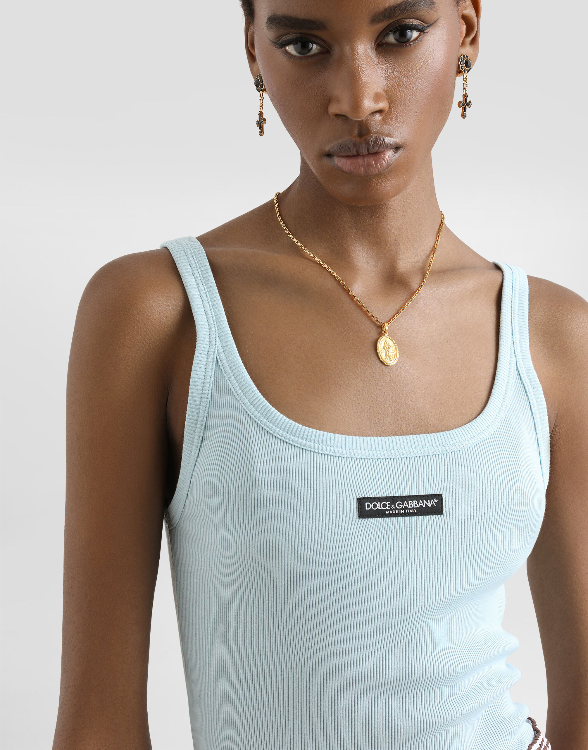 Azureのウィメンズ Ribbed tank top | Dolce&Gabbana®
