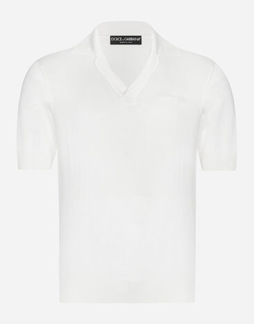 Dolce & Gabbana Silk polo-shirt with signature Print GXV29TJBSJL
