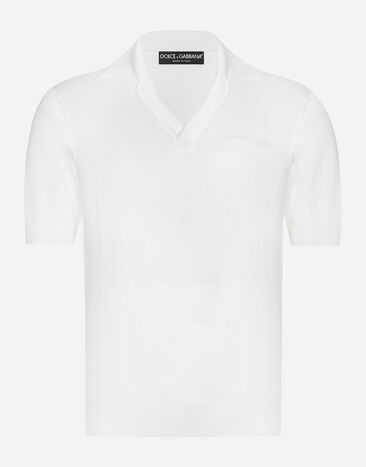 Dolce & Gabbana Poloshirt aus Seide mit Signatur Drucken GXV29TJBSJL