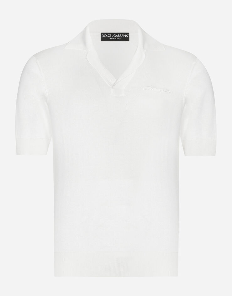 Dolce & Gabbana Silk polo-shirt with signature White GXZ09ZJBSJS