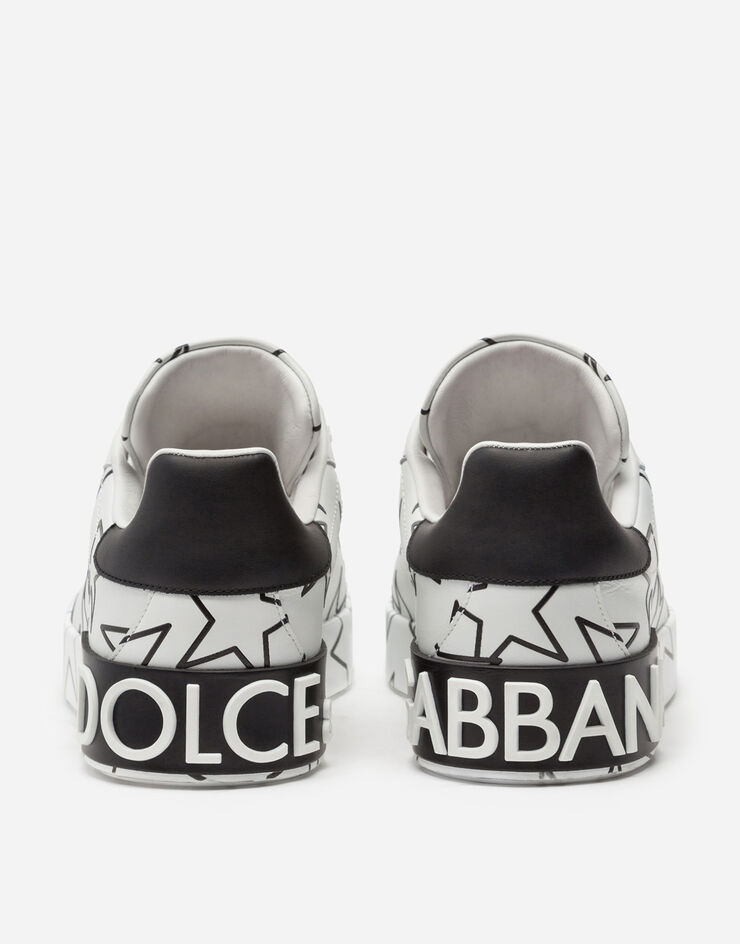 Dolce & Gabbana MIXED STAR PRINT PORTOFINO SNEAKERS IN NAPPA LEATHER PANNA CS1772AJ609