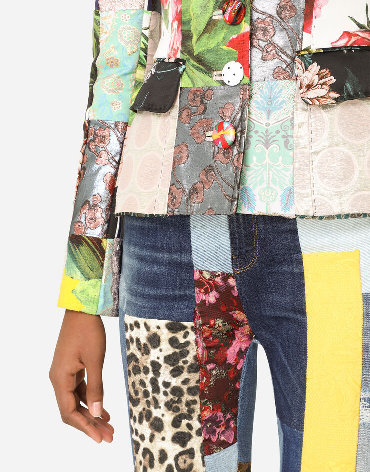 Dolce & Gabbana Single-breasted patchwork jacquard Dolce blazer AZUL F26BOTGDX78