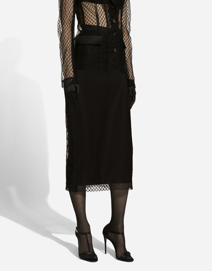 Dolce & Gabbana تنورة قلم رصاص شبكية بطول للربلة أسود F4C0CTHLM83