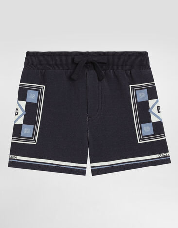 Dolce & Gabbana Sweatshirt-fabric shorts with print Azure L13Q60FR50R