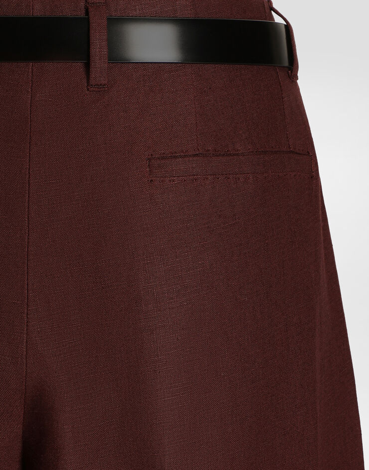 Dolce & Gabbana Pantalon en toile de lin à la coupe sartoriale Multicolor FTDMITFU4MC