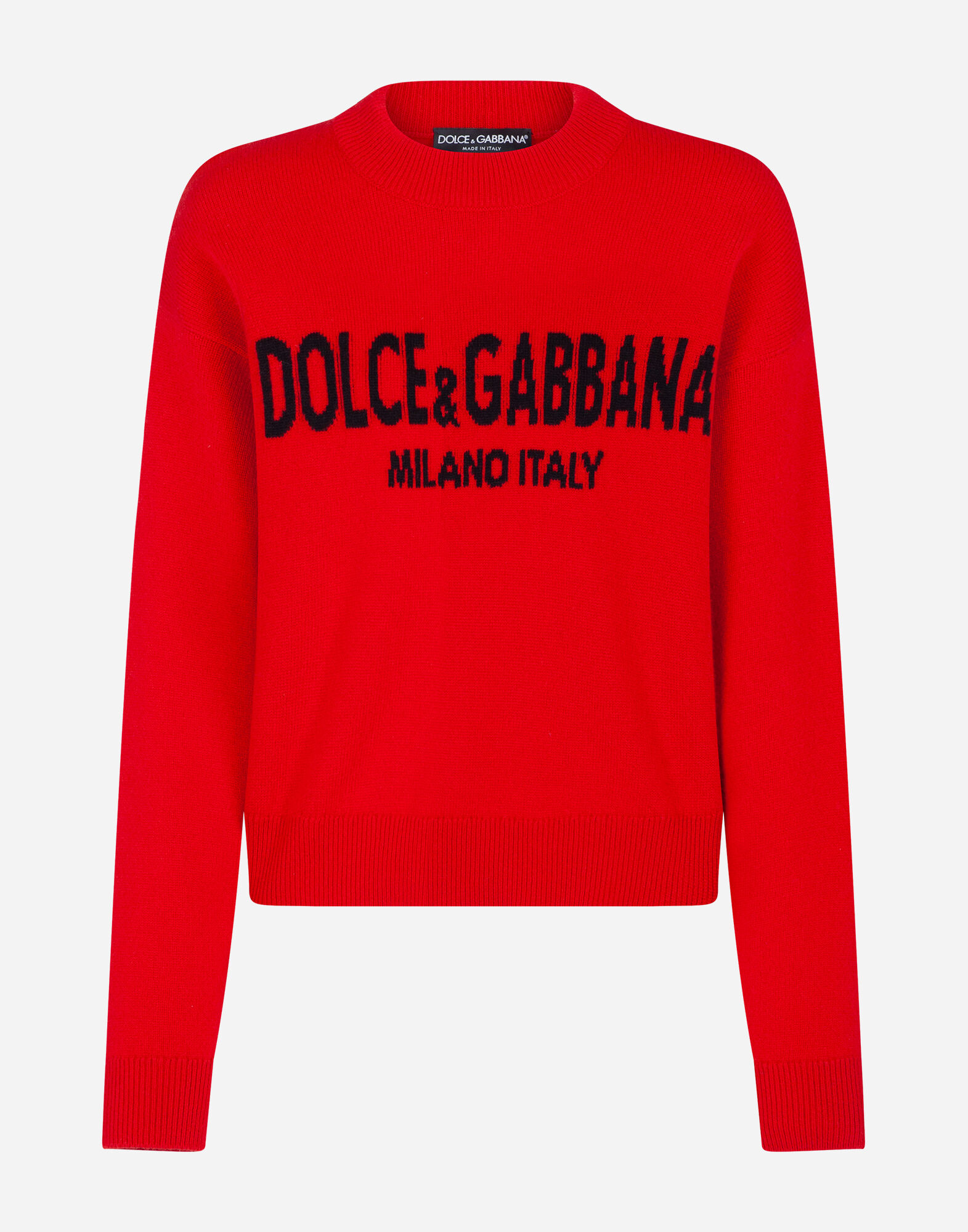 Cashmere sweater with logo intarsia