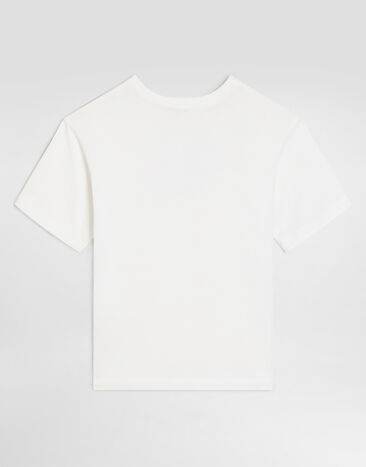 Dolce & Gabbana تي شيرت من جيرسي بشعار بارز White L4JTHVG7P4Z