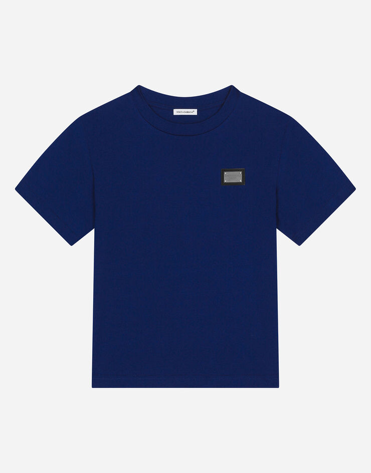 Dolce & Gabbana Jersey T-shirt with logo tag Blue L4JT7TG7I2O