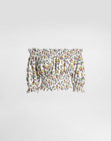 Dolce & Gabbana Small floral-print poplin top Multicolor F7BG4THS5T9