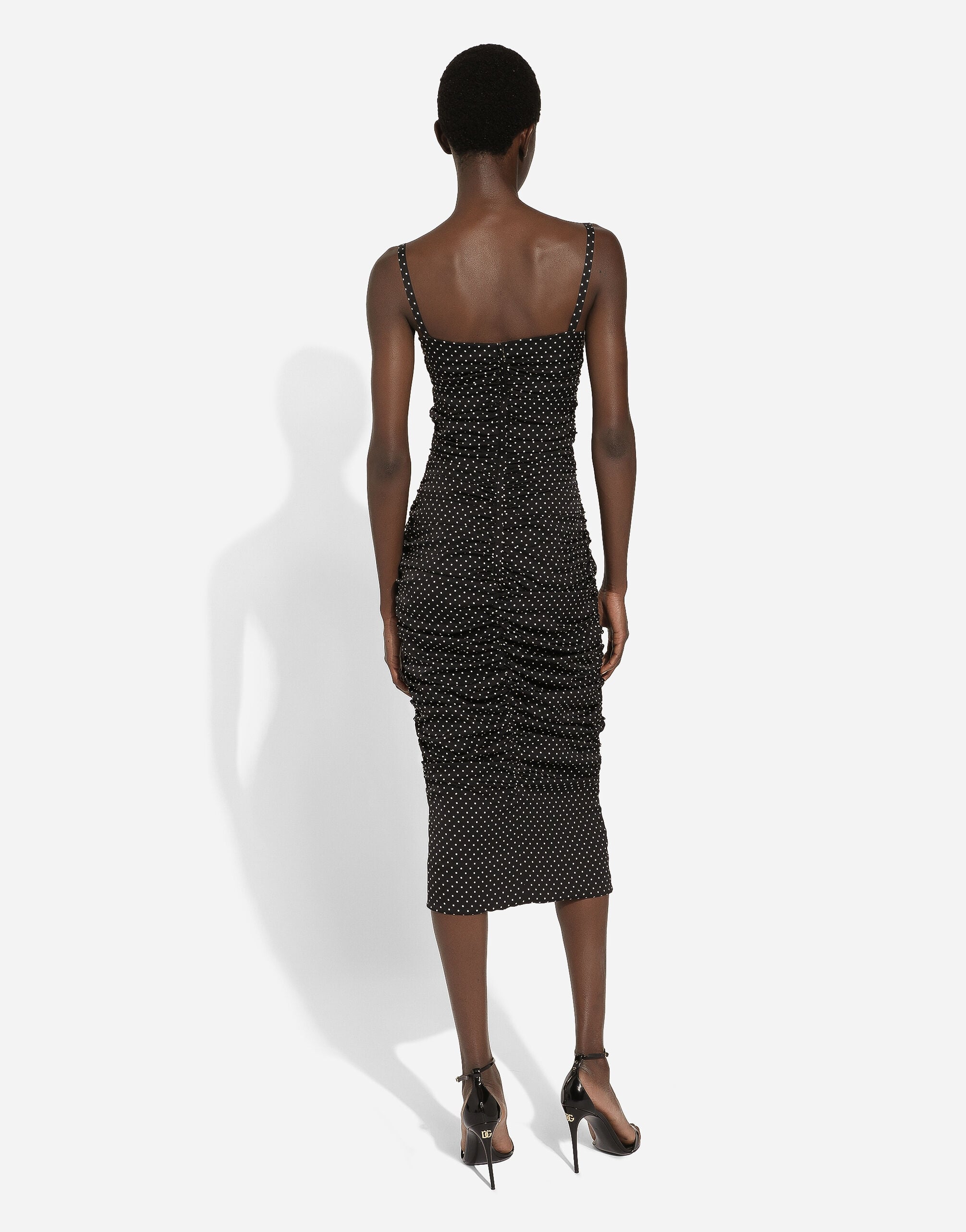 Charmeuse sheath dress with micro polka-dot print: in Print for