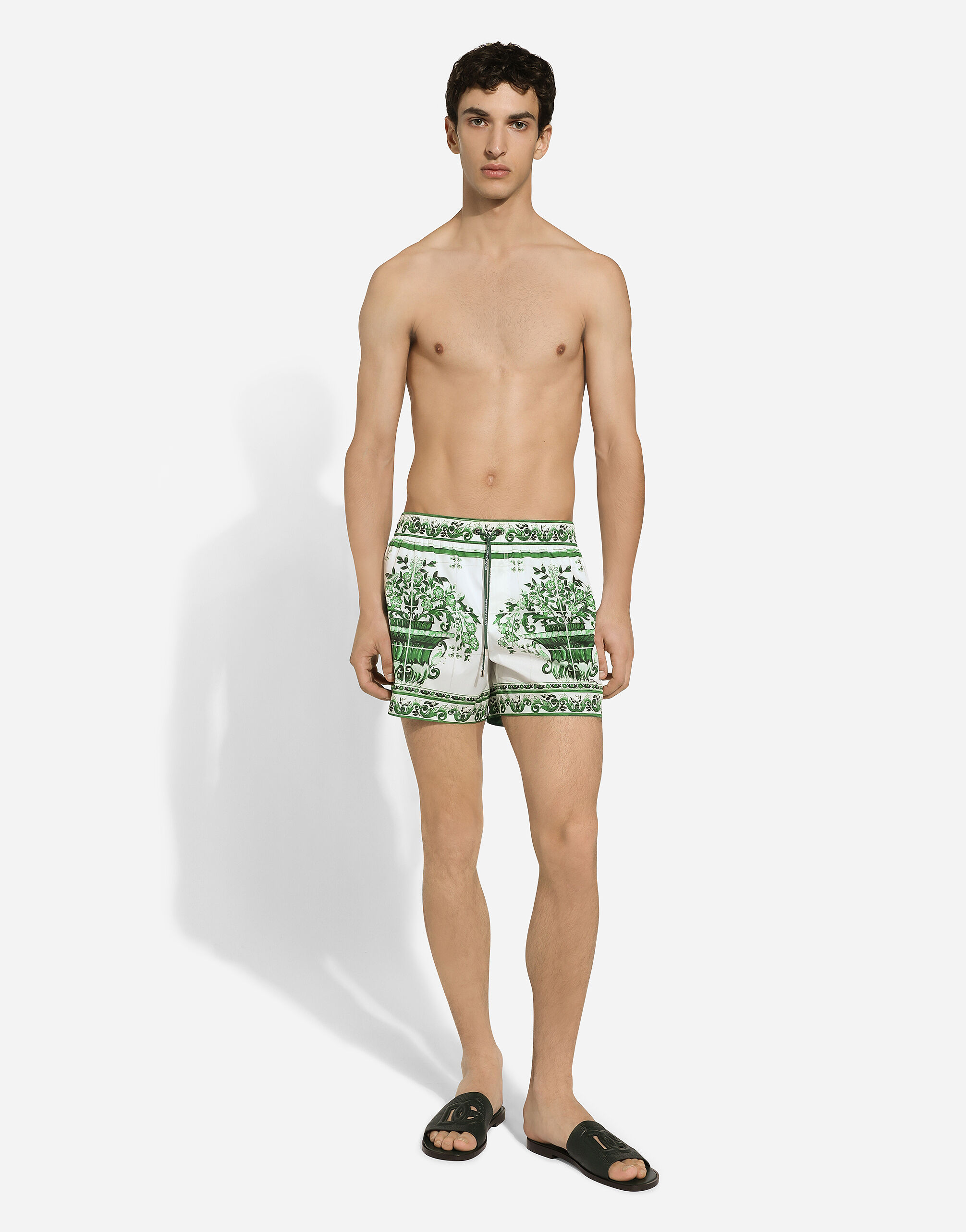 Swim shorts with majolica print in Print for Men Dolce Gabbana
