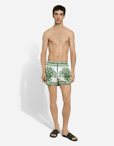 Dolce & Gabbana Swim shorts with majolica print Print M4F34TFIM4Q