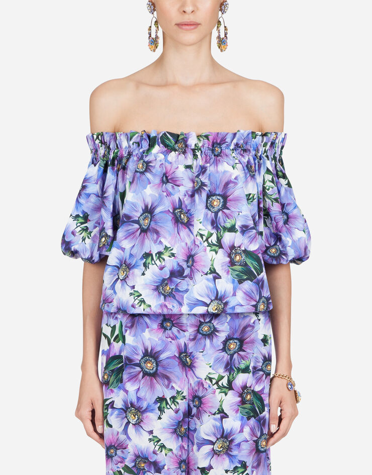 Dolce & Gabbana ANEMONE-PRINT POPLIN TOP FLORAL PRINT F71J7THS5GD
