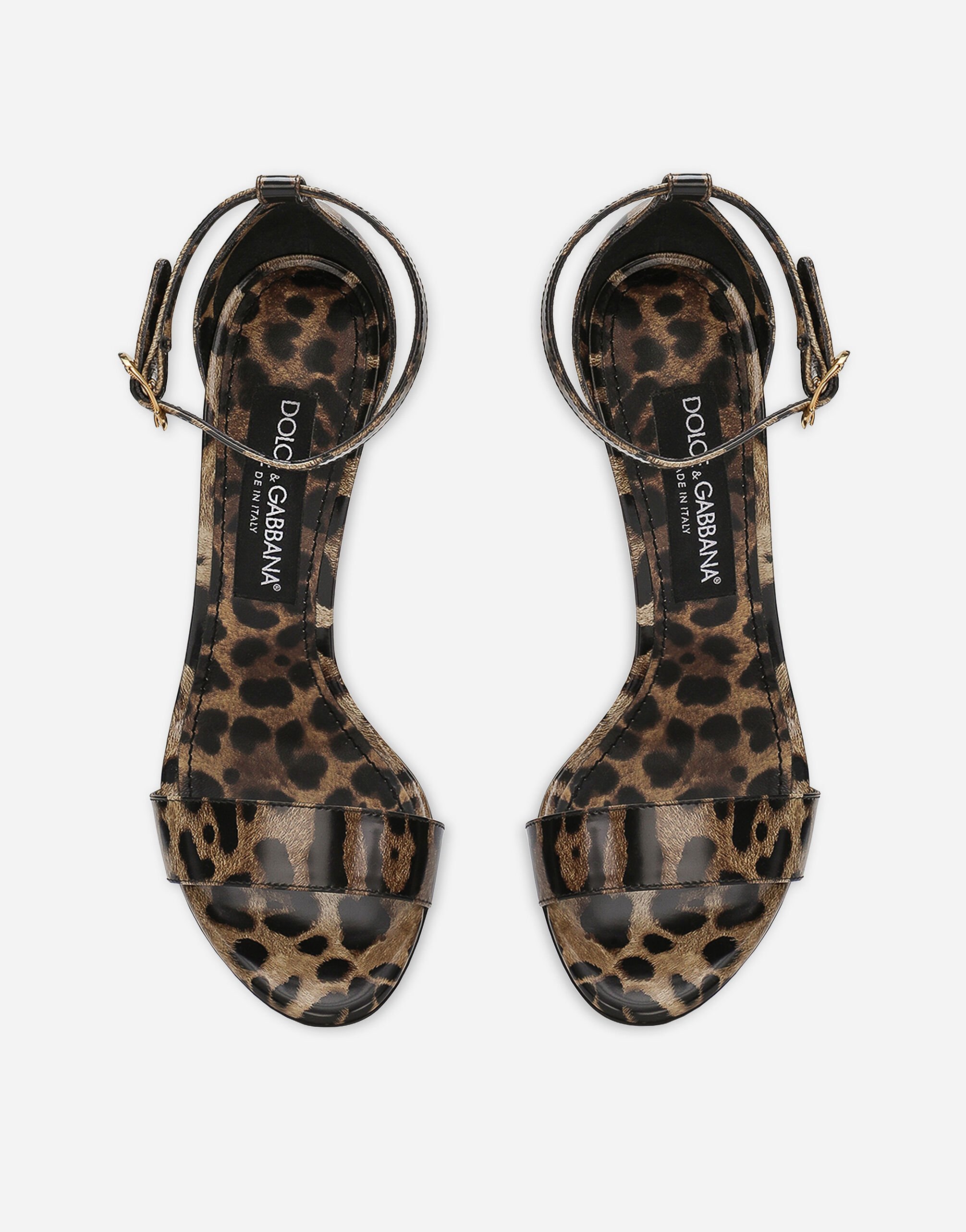 ロゴが良い♪DOLCE&GABBANA アニマルプリント ヒール サンダル アニマリエプリントのウィメンズ Printed polished calfskin