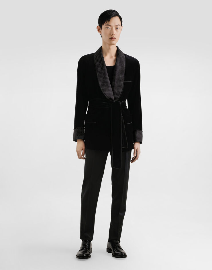 Dolce & Gabbana Smooth velvet robe Black G2VG0TFUVG7