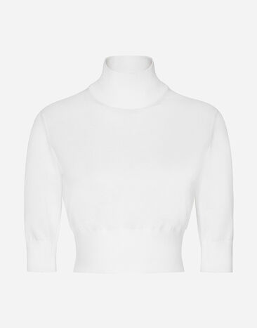 Dolce & Gabbana Cotton and silk cropped sweater White FXW12TJFMEB
