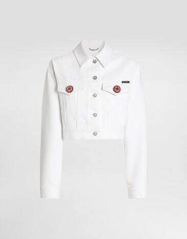 Dolce & Gabbana Cazadora en denim con botones joya Multicolor F9U88ZG8PE9