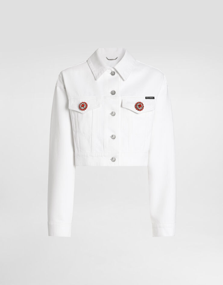Dolce & Gabbana Cazadora en denim con botones joya Multicolor F9U88ZG8PE9