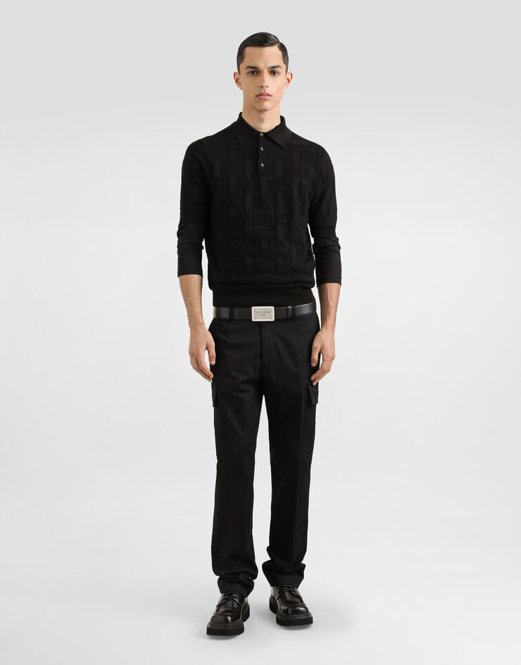 Dolce & Gabbana سروال كارغو قطني أسود GP0Y1TFUFL3