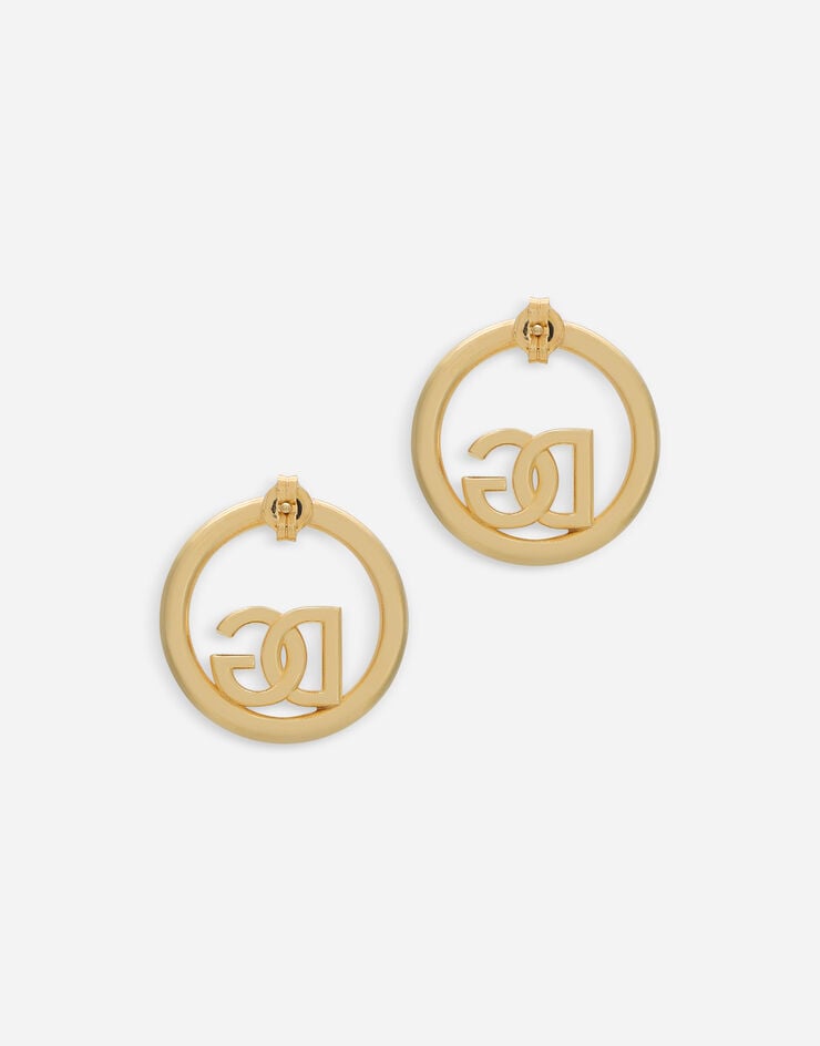 Dolce & Gabbana Hoop earrings with DG logo and rhinestones Gold WEO8L2W1111