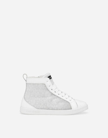 Dolce & Gabbana Zapatilla alta de malla con logotipo Dolce&Gabbana estampado Blanco DA5253AU093