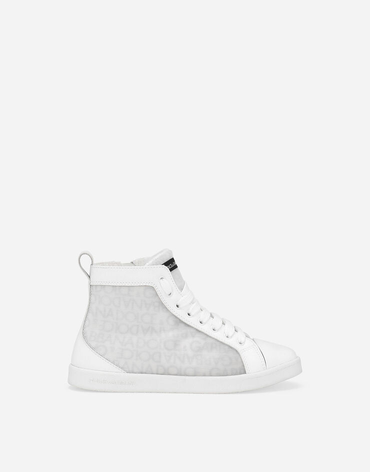 Dolce & Gabbana Zapatilla alta de malla con logotipo Dolce&Gabbana estampado Blanco DA5253AU093