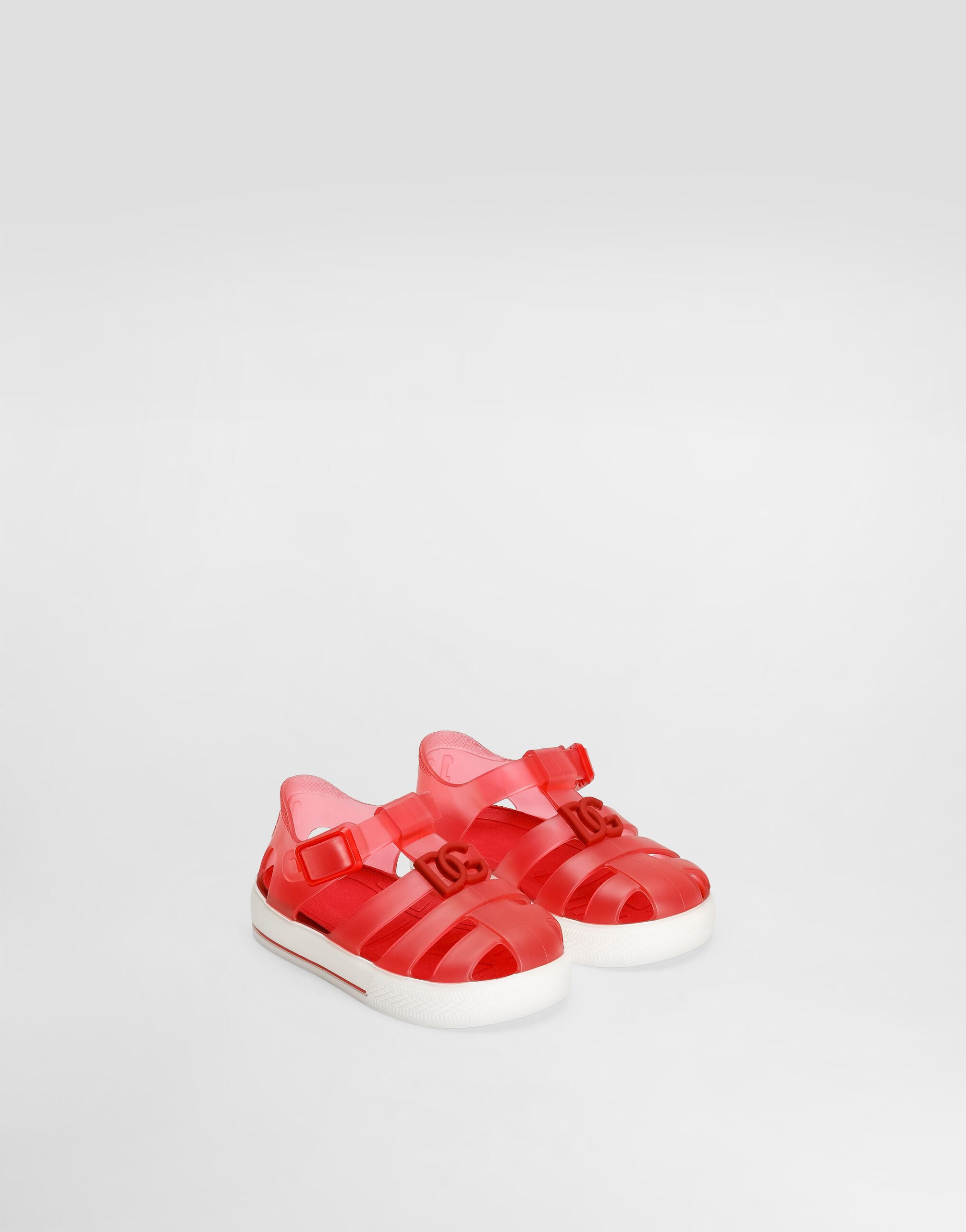 Rubber sandals with DG logo in Red for Boys | Dolce&Gabbana® US