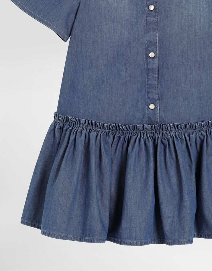 Dolce & Gabbana Washed chambray dress with logo embroidery Multicolor L54DO6LDD55