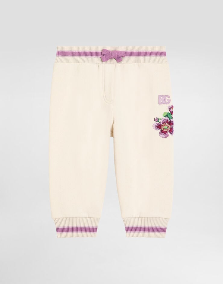 Dolce & Gabbana Pantaloni over in felpa con ricamo violette e logo DG Multicolore L2JPC9G7PHT