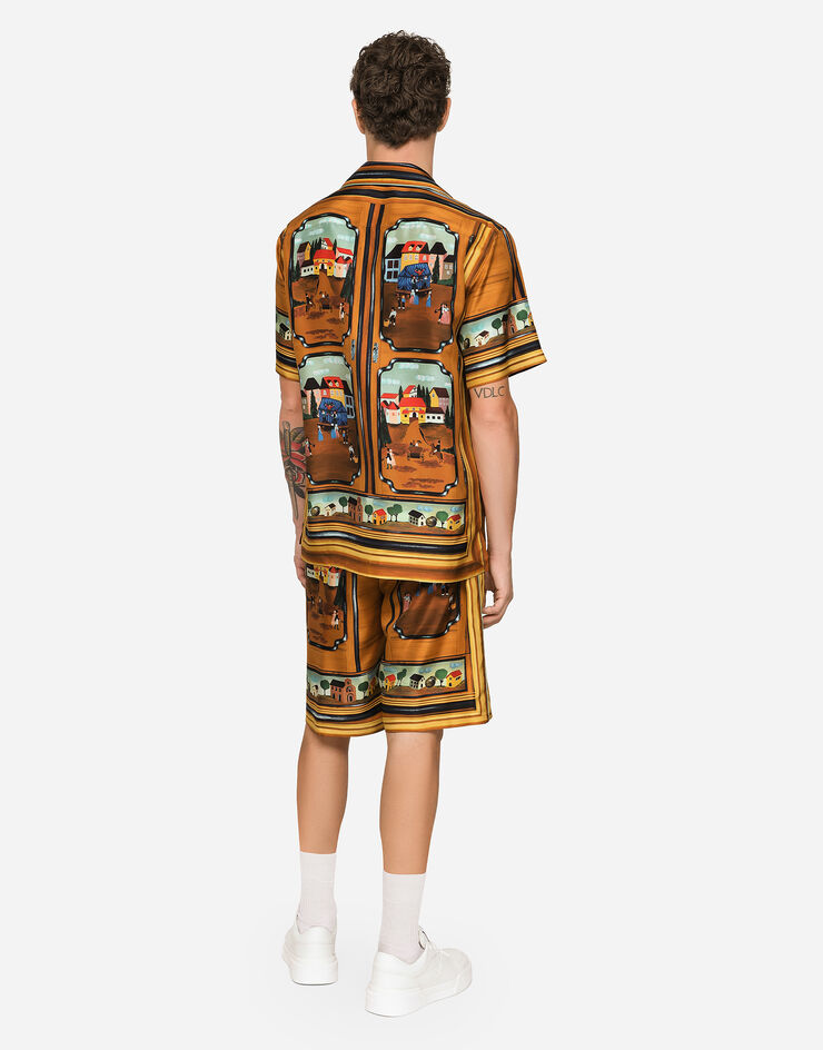 Dolce&Gabbana Silk habotai jogging shorts with closet print Multicolor I4284MGH176