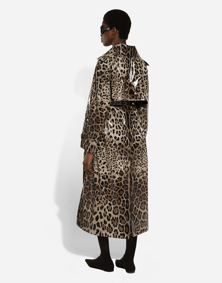 Dolce & Gabbana Leopard-print coated satin trench coat Print F0D1NTFSRNH