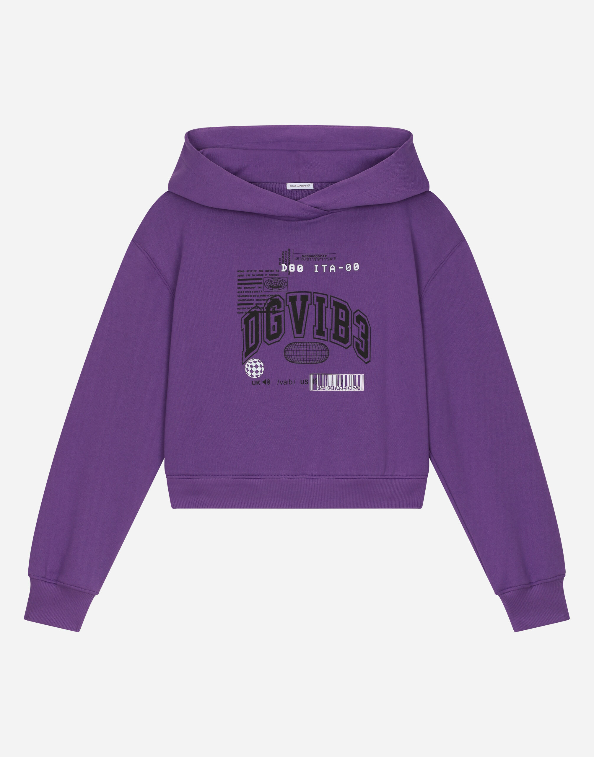 Dolce & Gabbana Jersey hoodie with DGVIB3 logo Purple L8JTNHG7M6R