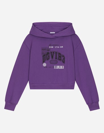 Dolce & Gabbana Jersey hoodie with DGVIB3 logo Purple L8JWAOG7M6W