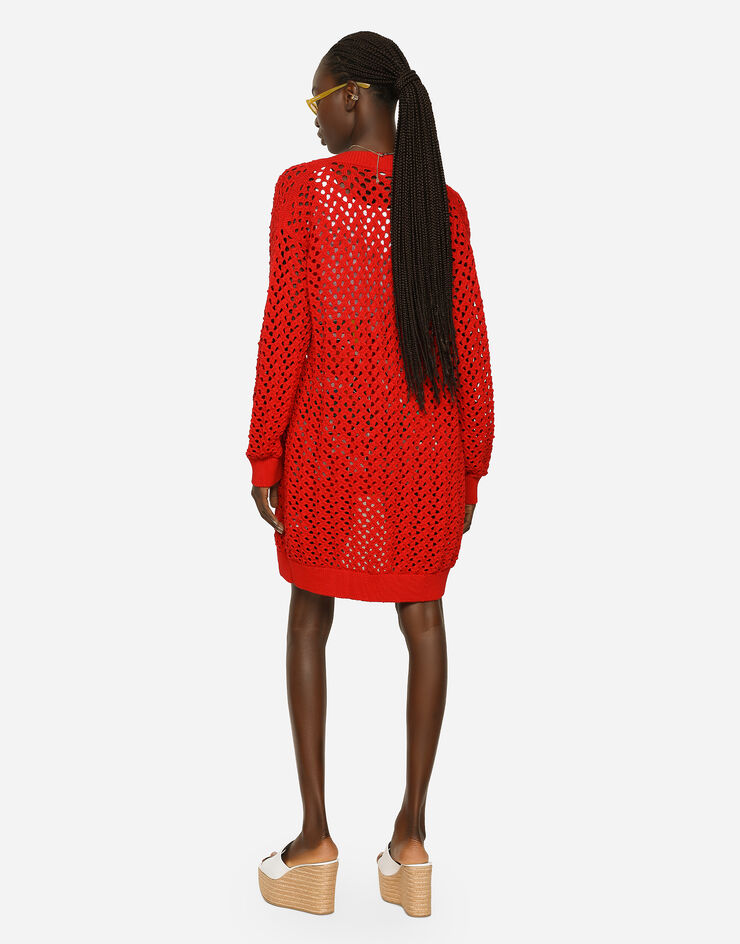 Dolce & Gabbana Cárdigan largo de ganchillo Rojo FXL55TJBCAL